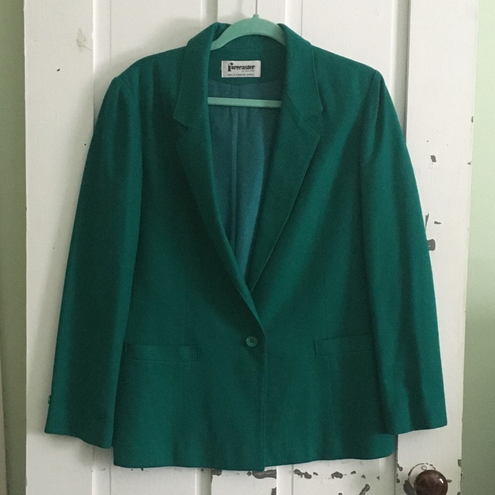 Vintage teal wool blazer